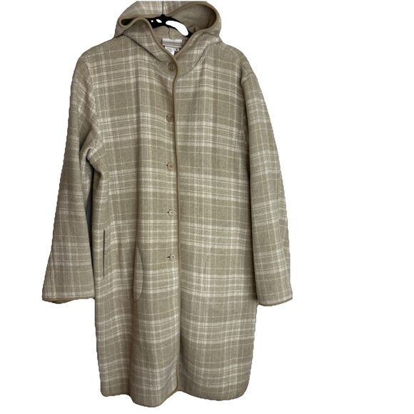Coldwater Creek Women’s Long Plaid Button Jacket Wool Blend Oversized Women’s S - Picture 1 of 13